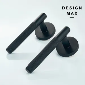 Matte Black Knurled Interior Door Set - Lever Door Handle